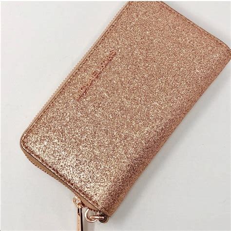 michael kors rose gold glitter wallet|Michael Kors gold wallet women.